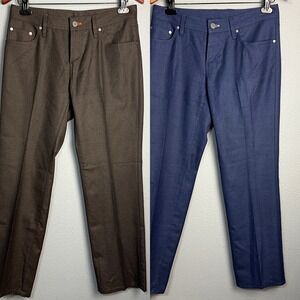 J. Hilburn Wool Casual Pants‎ Straight Leg Trousers Brown Blue Mens Size 32x29